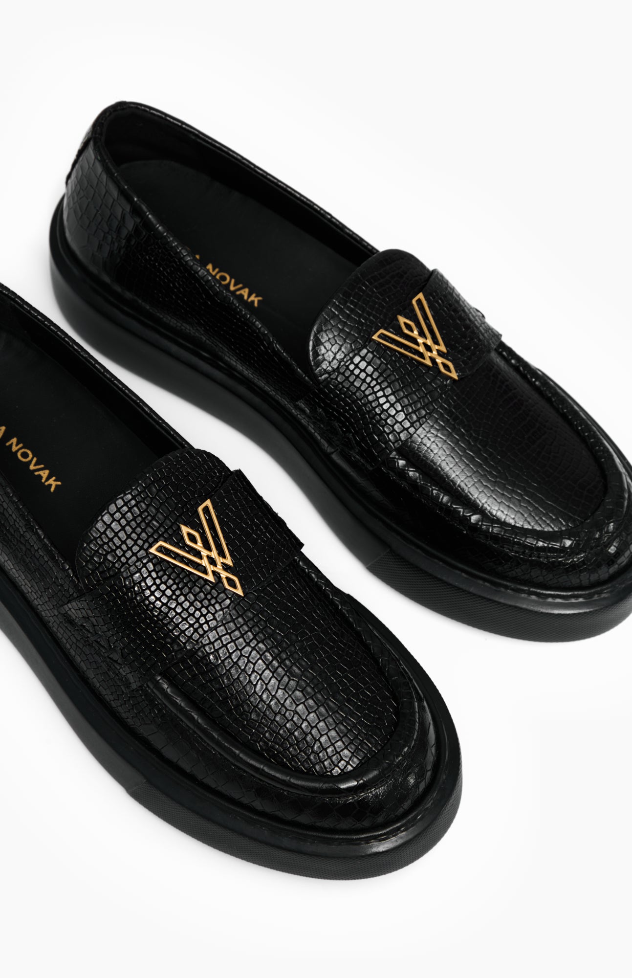 Black leather loafers KAYLA BLACK COCO